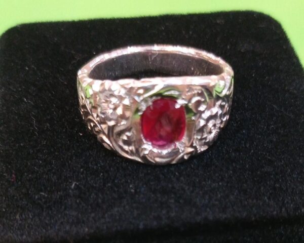Hand Made Silver ring with African Ruby