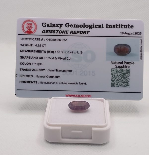 Natural Kashmiri Purple Sapphire