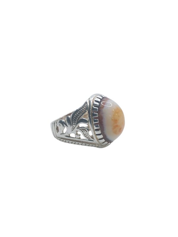 Natural Eye Agate Silver Ring