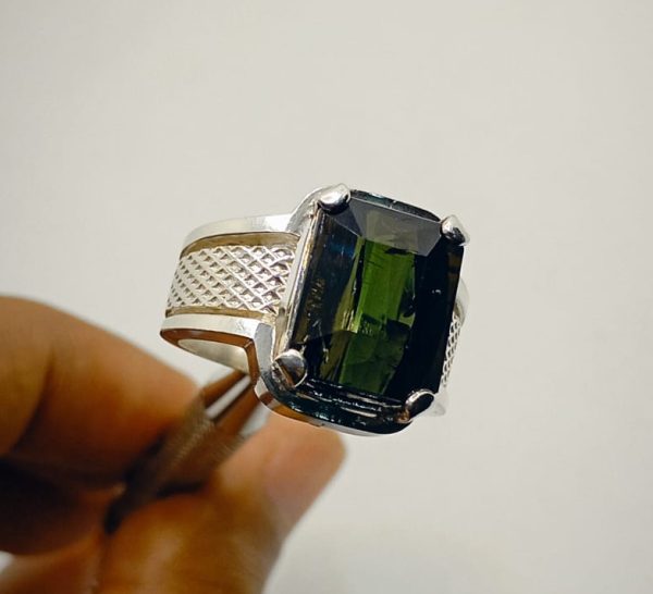 Natural Tourmaline Silver Ring