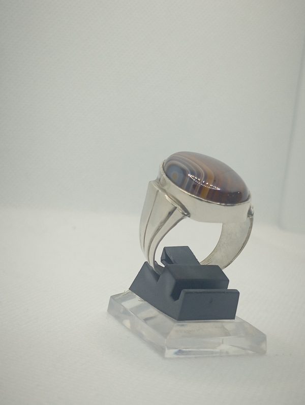Natural Agate(Aqeeq) Silver ring