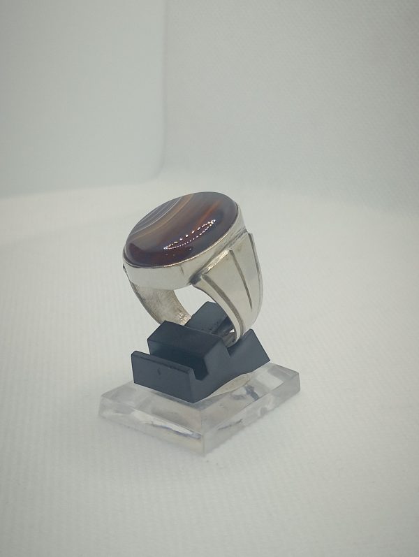 Natural Agate(Aqeeq) Silver ring