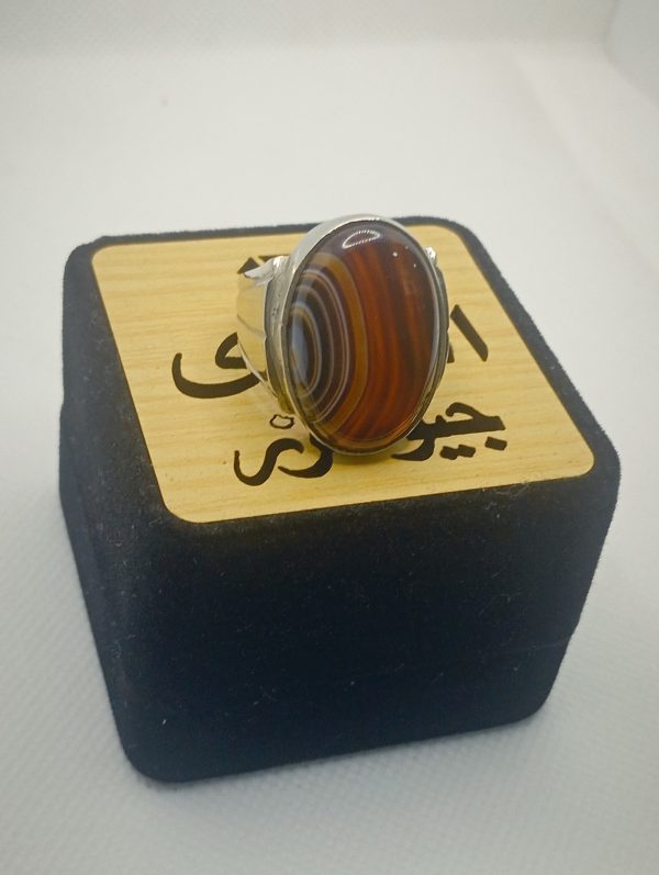 Natural Agate(Aqeeq) Silver ring