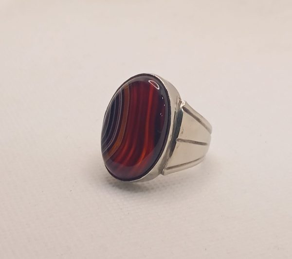Natural Agate(Aqeeq) Silver ring