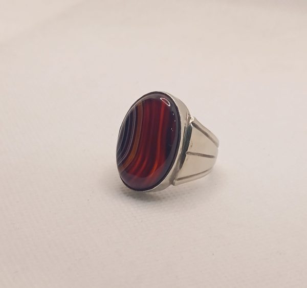 Natural Agate(Aqeeq) Silver ring