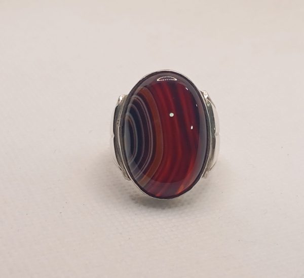 Natural Agate(Aqeeq) Silver ring