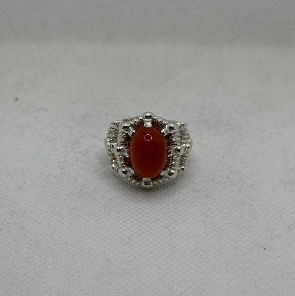 Natural Red Agate Silver ring