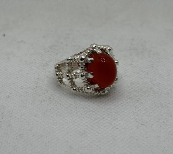 Natural Red Agate Silver ring