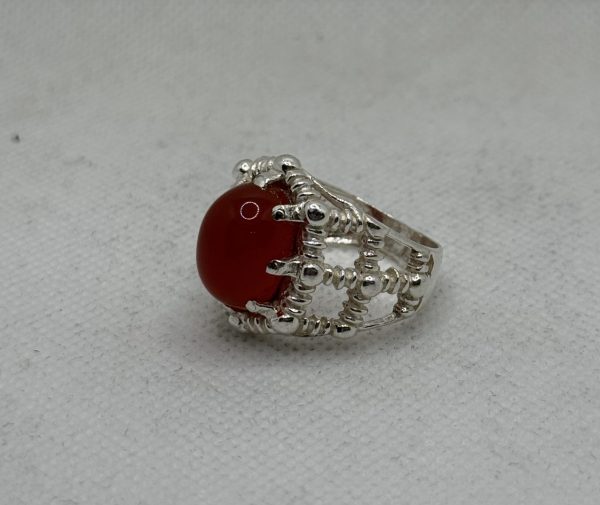 Natural Red Agate Silver ring