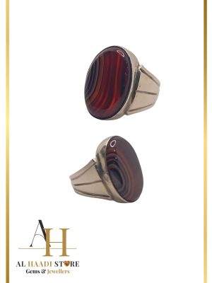 Natural Agate(Aqeeq) Silver ring