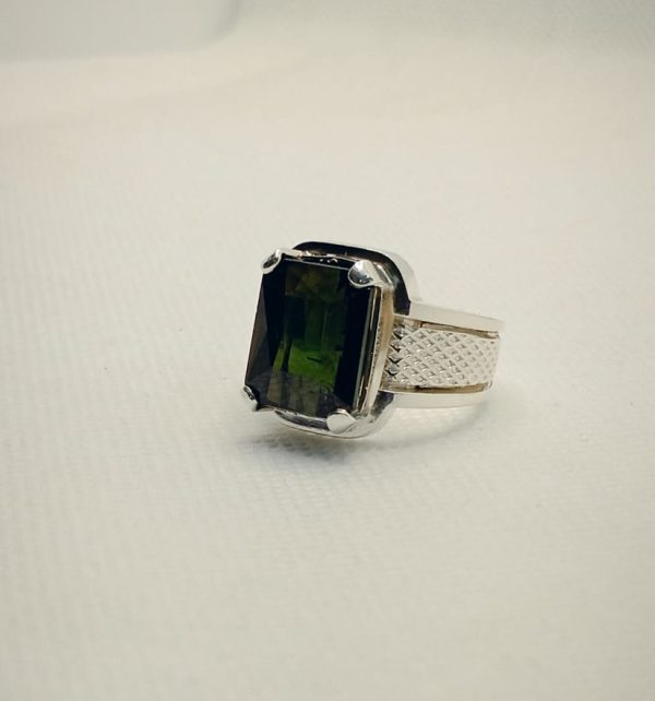 Natural Tourmaline Silver Ring