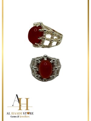 Natural Red Agate Silver ring