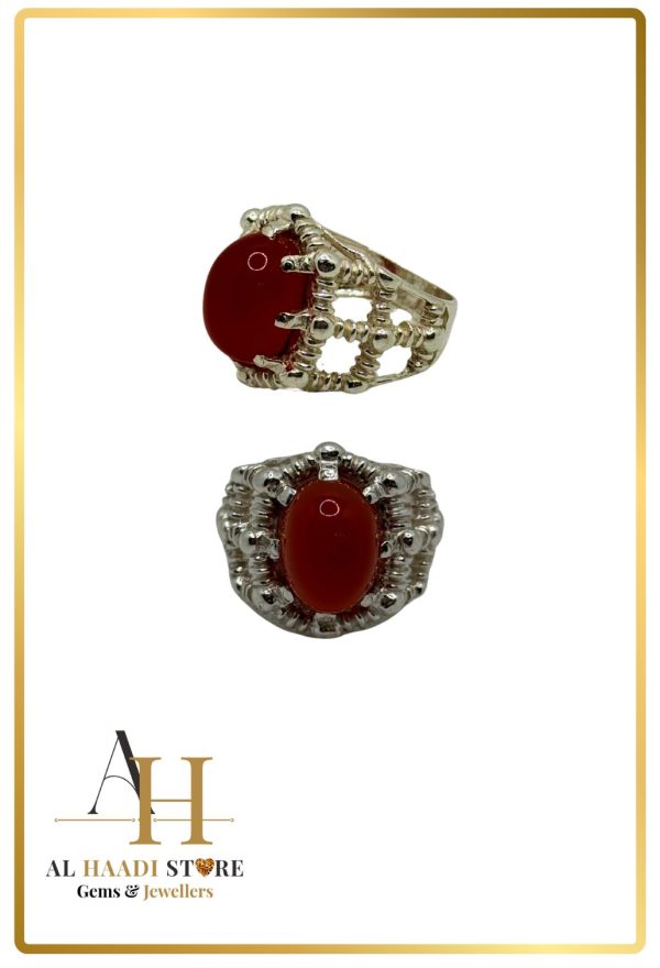 Natural Red Agate Silver ring